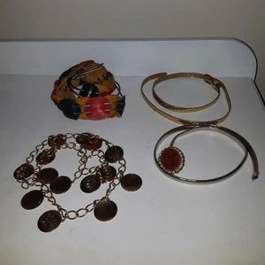 Lot Of 4 Vintage Womens Belts, gold